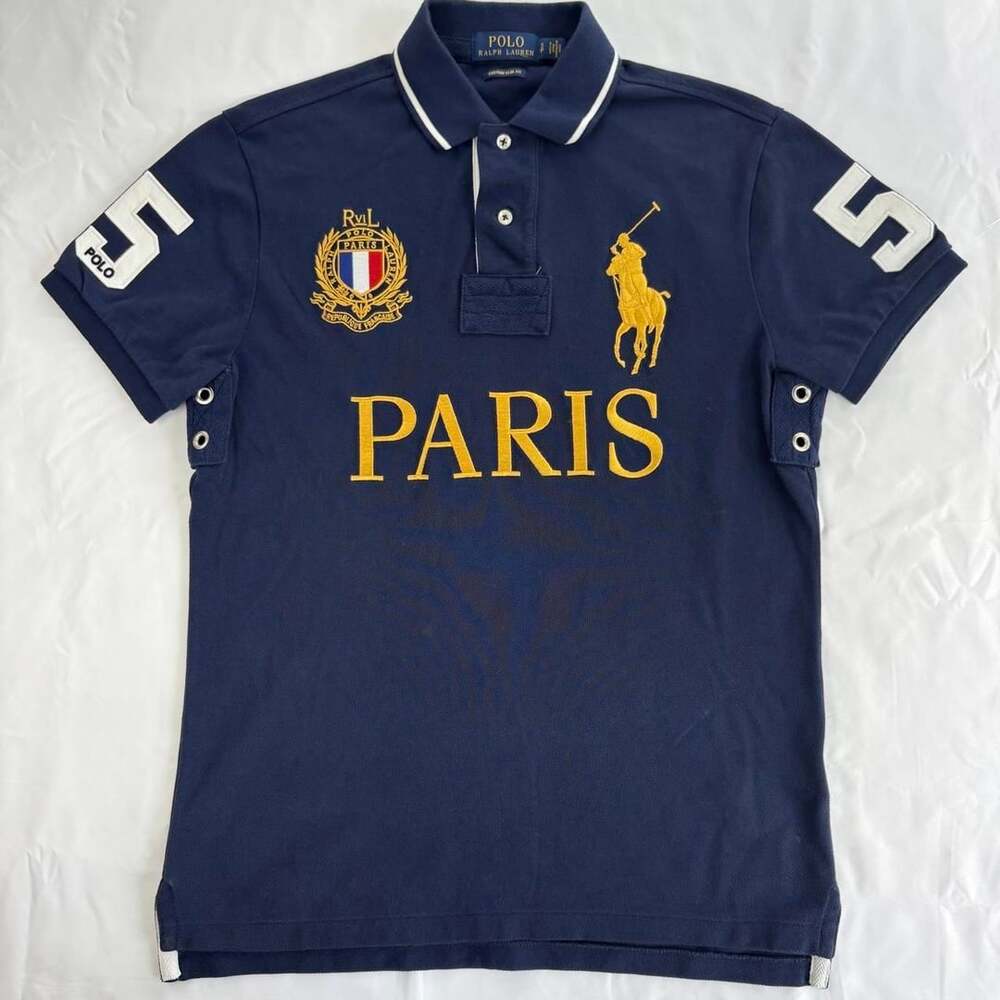 Polo Ralph Lauren Paris 5 Custom Slim Fit Polo Shirt Navy Blue